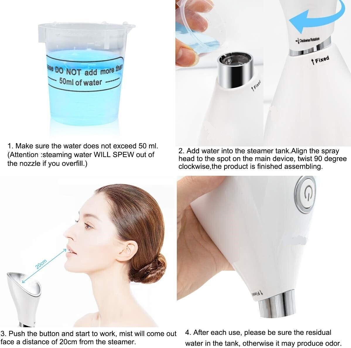 Vaporizzatore Nano Ionico per Viso, per Pori, Umidificatore Atomizzatore Spray