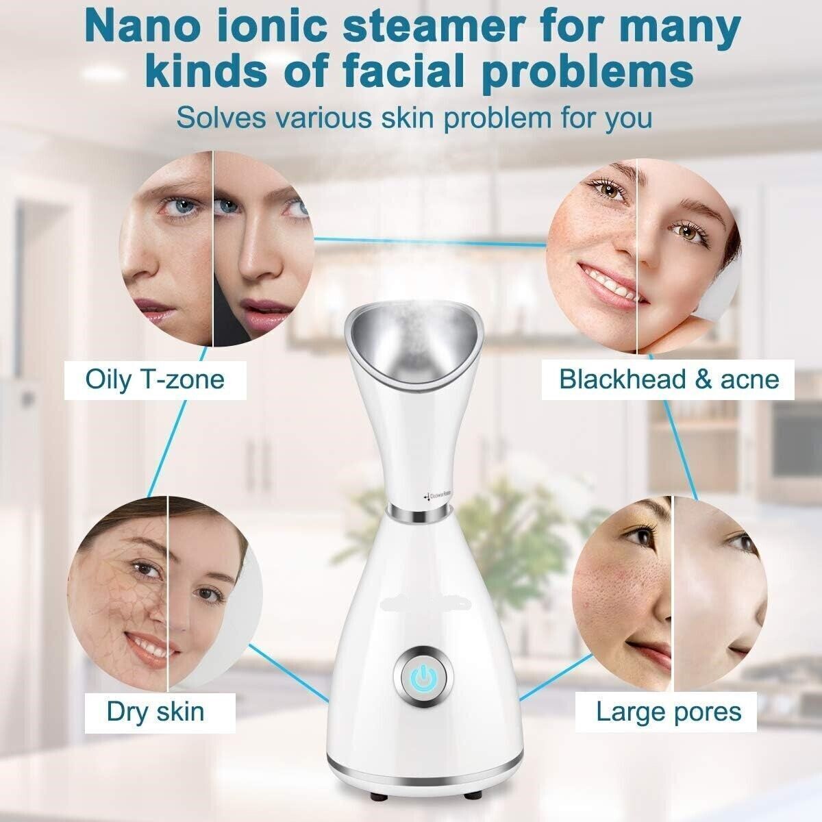 Vaporizzatore Nano Ionico per Viso, per Pori, Umidificatore Atomizzatore Spray