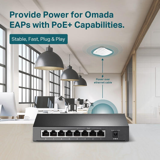 Switch PoE TP-Link Gigabit a 8 porte, 4 porte PoE+ fino a 30 W per ciascuna