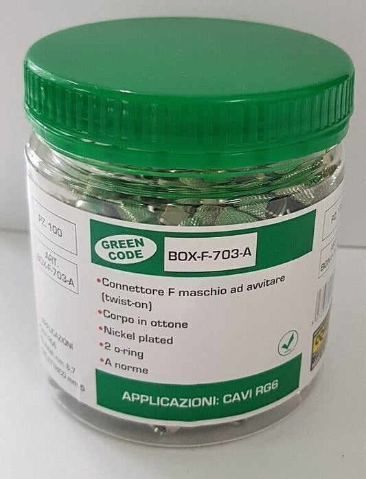 CONNET F SPINA AD AVVITARE IN OTTONE NICHELATO CON O'RING PER CAVI Ø 6.7MM 100pz