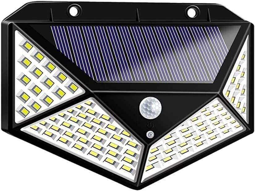 Faro faretto lampada luce da Esterno 100 Led solare con sensore movimento