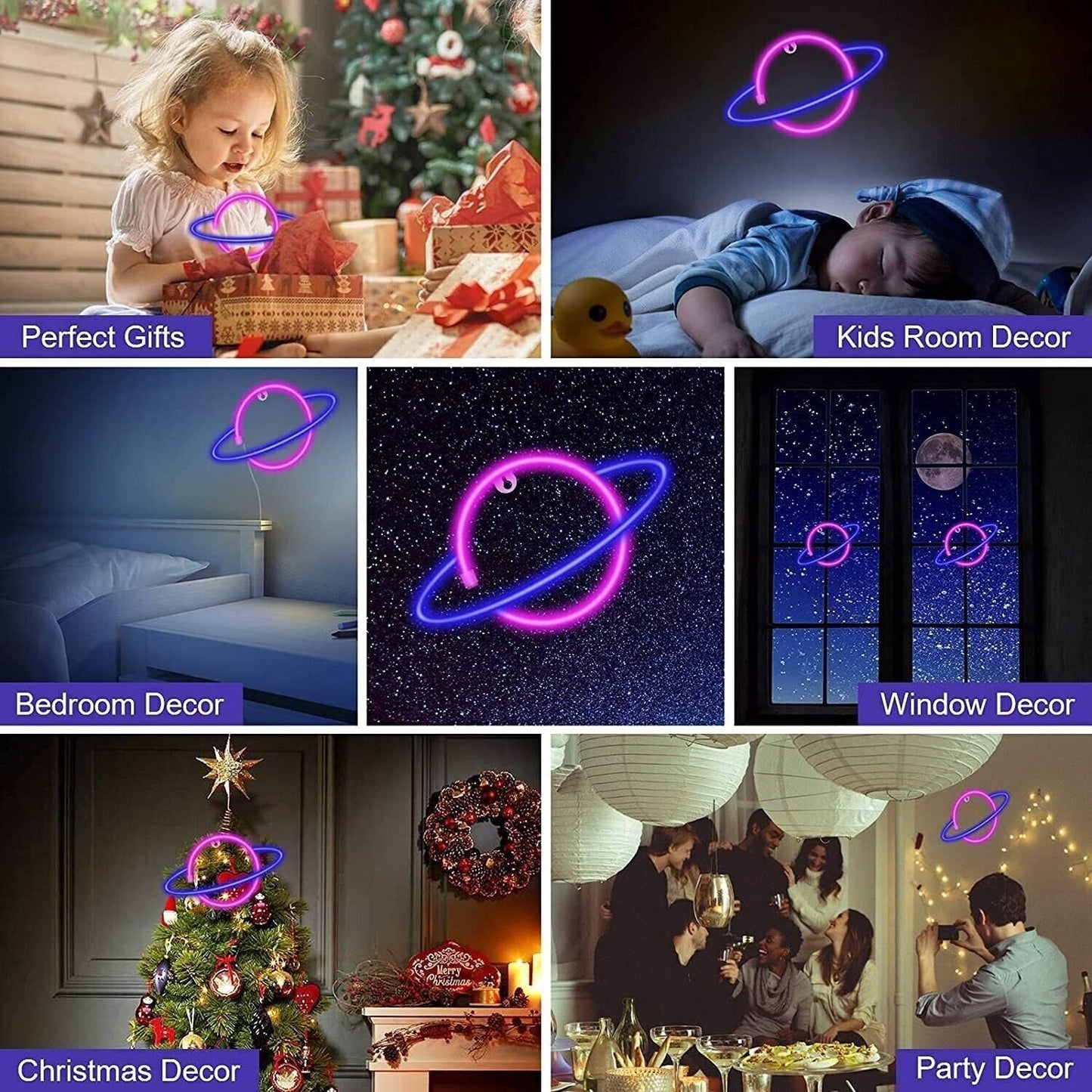 Luce al neon, a LED, per casa, cameretta dei bambini, bar, feste, Natale