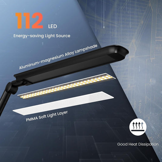 Lampada da scrivania a LED con morsetto, lampada da tavolo con braccio