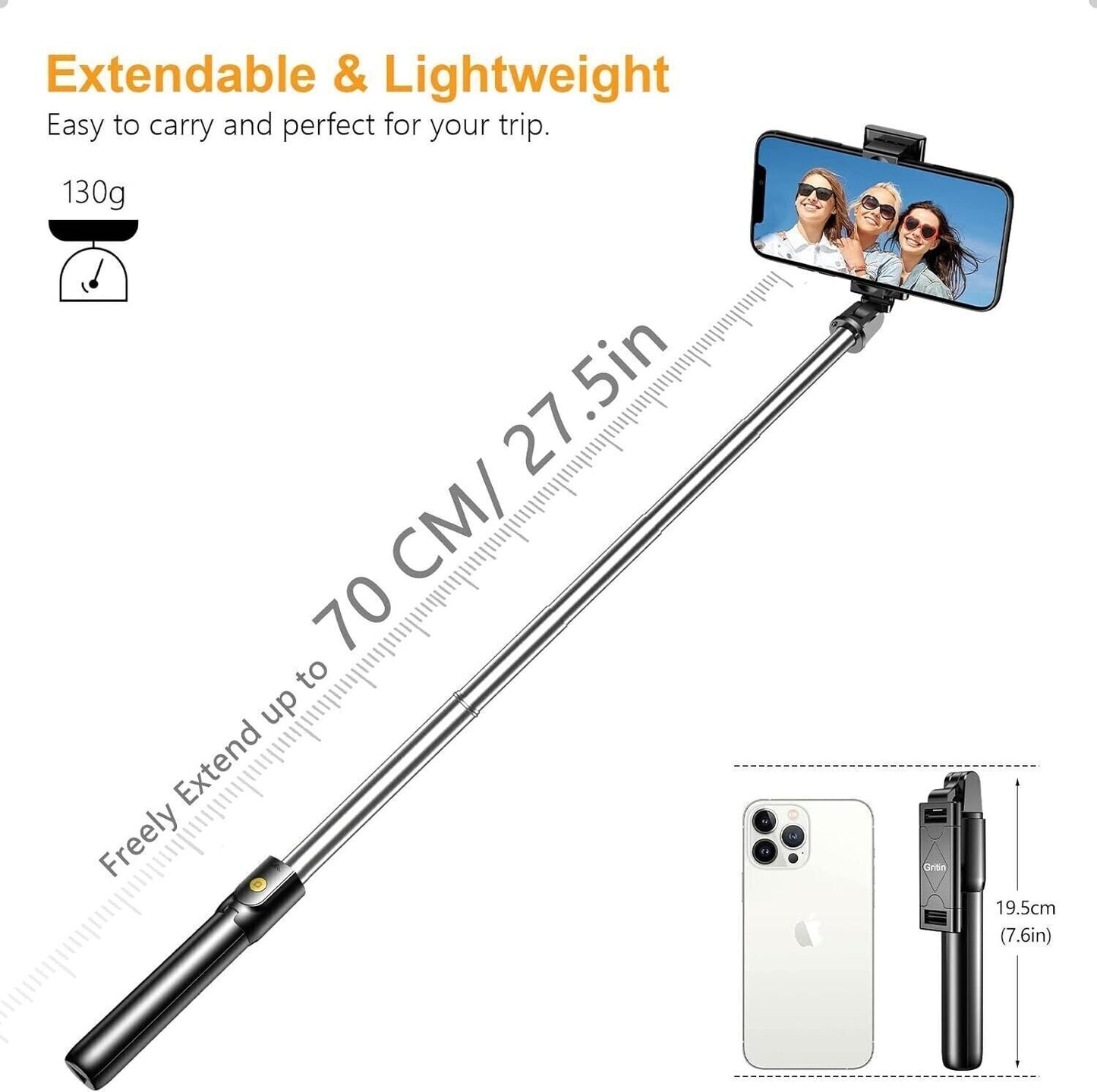 Bastone Selfie, 3 in 1 Bastone Selfie Bluetooth Treppiede Selfie Stick