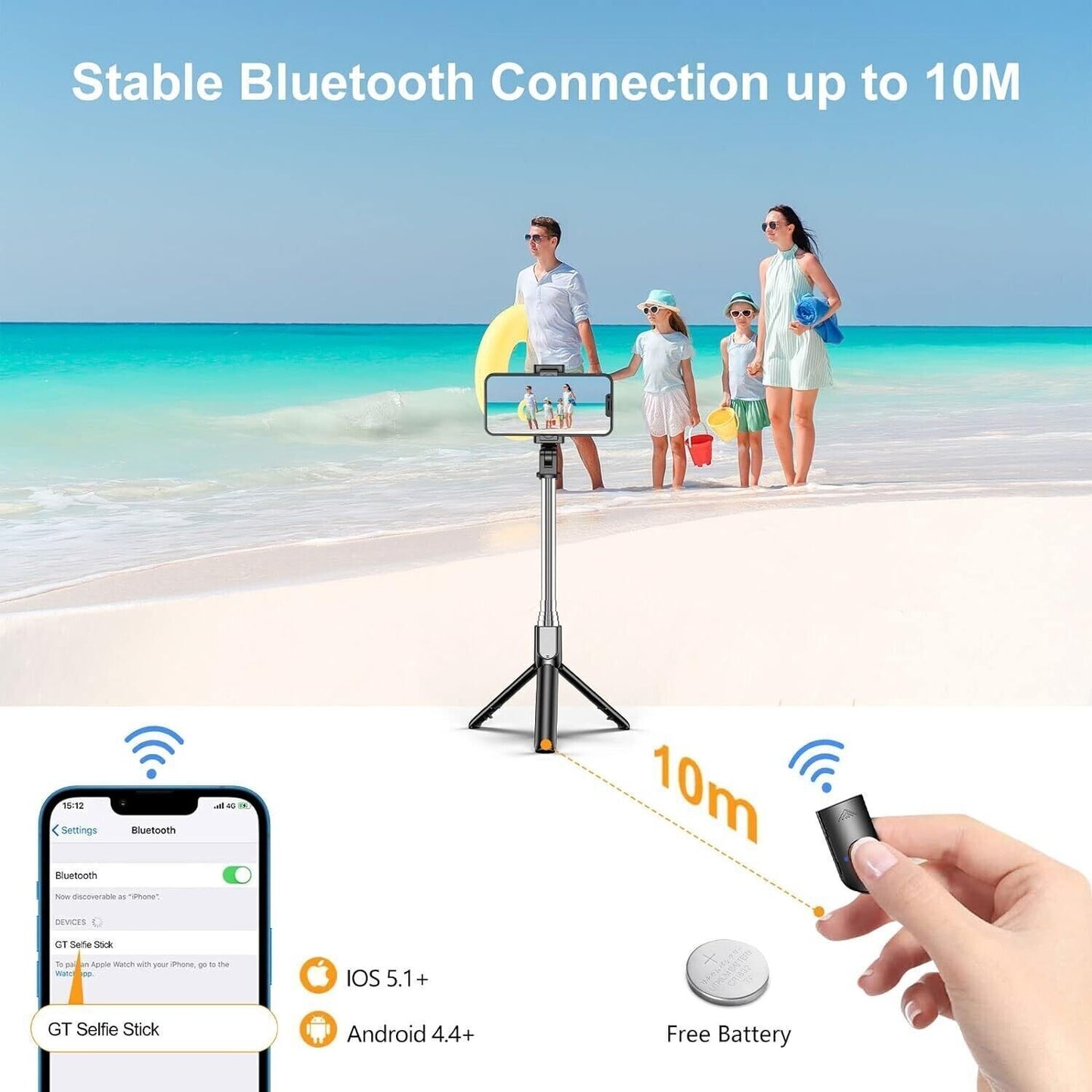 Bastone Selfie, 3 in 1 Bastone Selfie Bluetooth Treppiede Selfie Stick