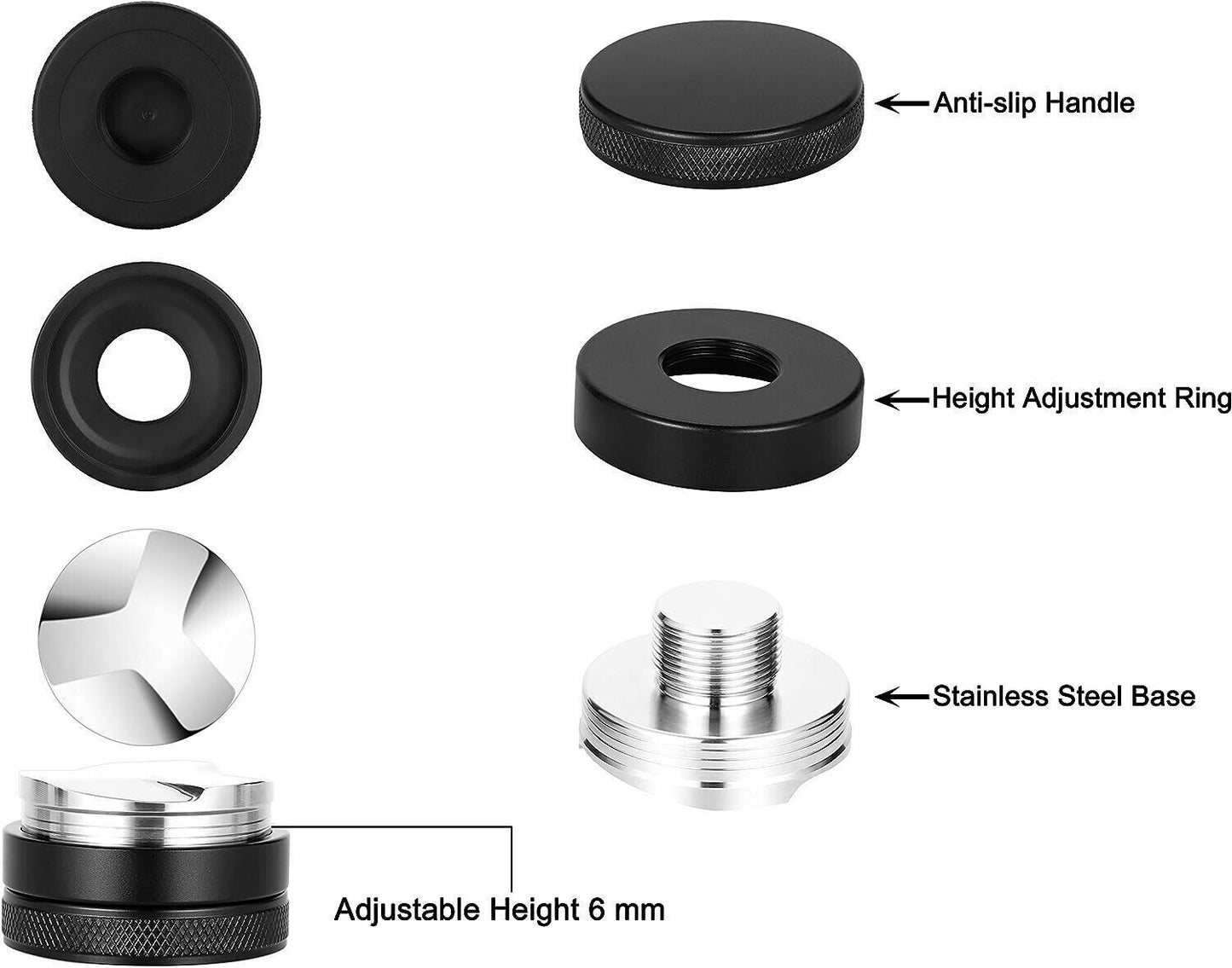 Livellatore manuale per caffè da 51 mm, livellatore per caffè a doppia testa