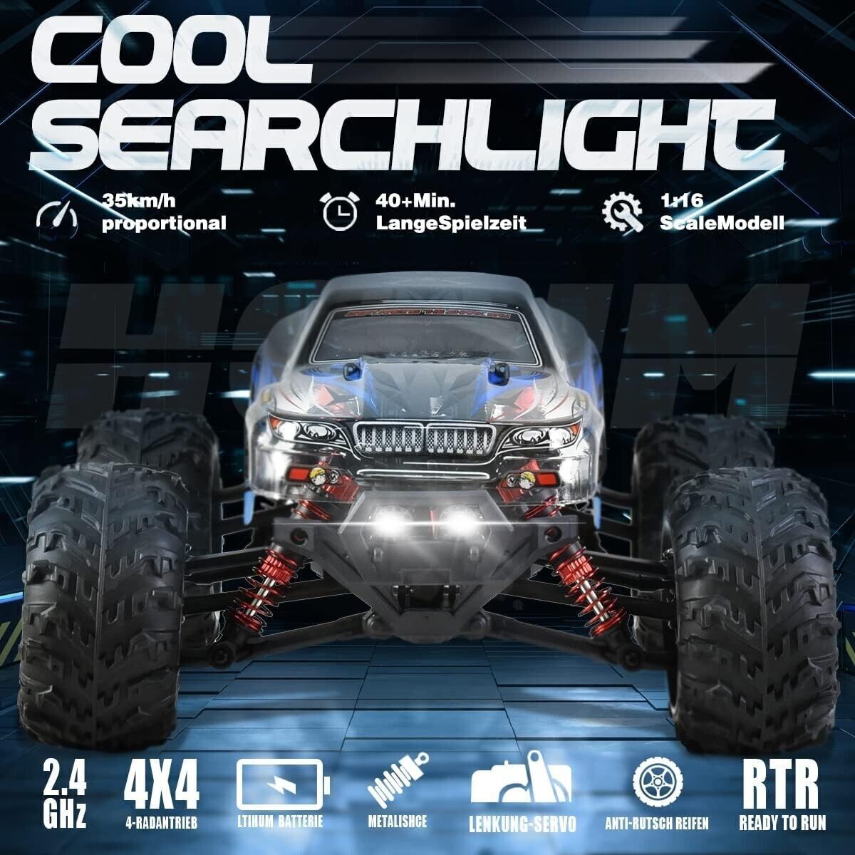Auto Telecomandata in Scala 1:16, Monster Truck Radiocomandato 40+ km/h, Regalo