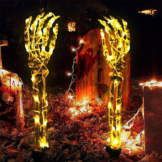 Paletti da braccio con scheletro illuminati per Halloween, con timer