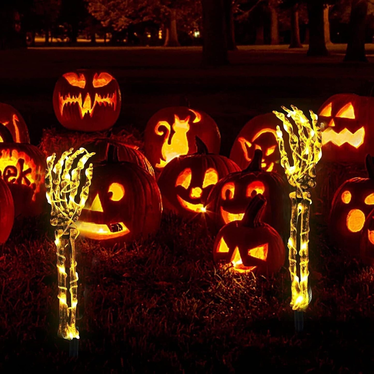 Paletti da braccio con scheletro illuminati per Halloween, con timer