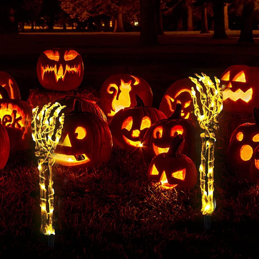 Paletti da braccio con scheletro illuminati per Halloween, con timer