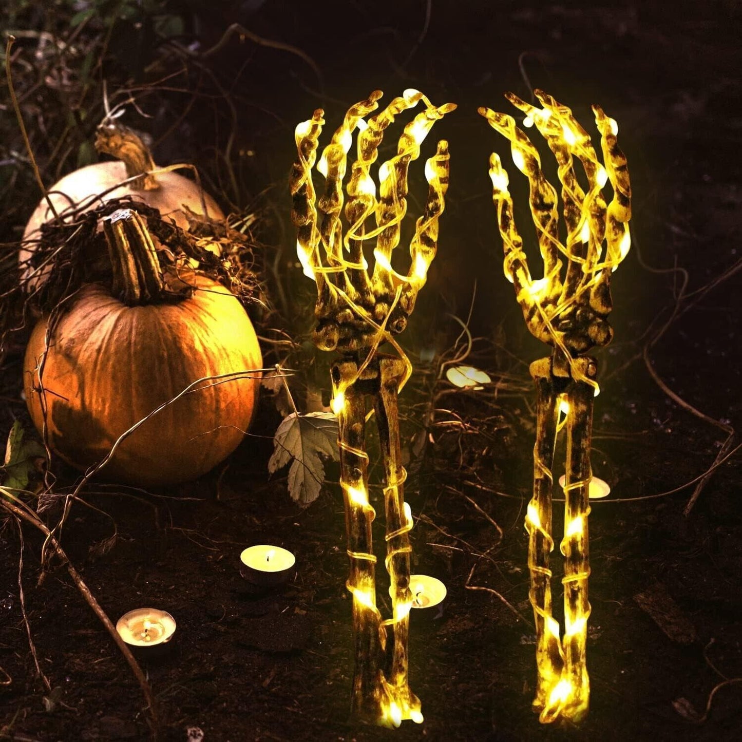 Paletti da braccio con scheletro illuminati per Halloween, con timer