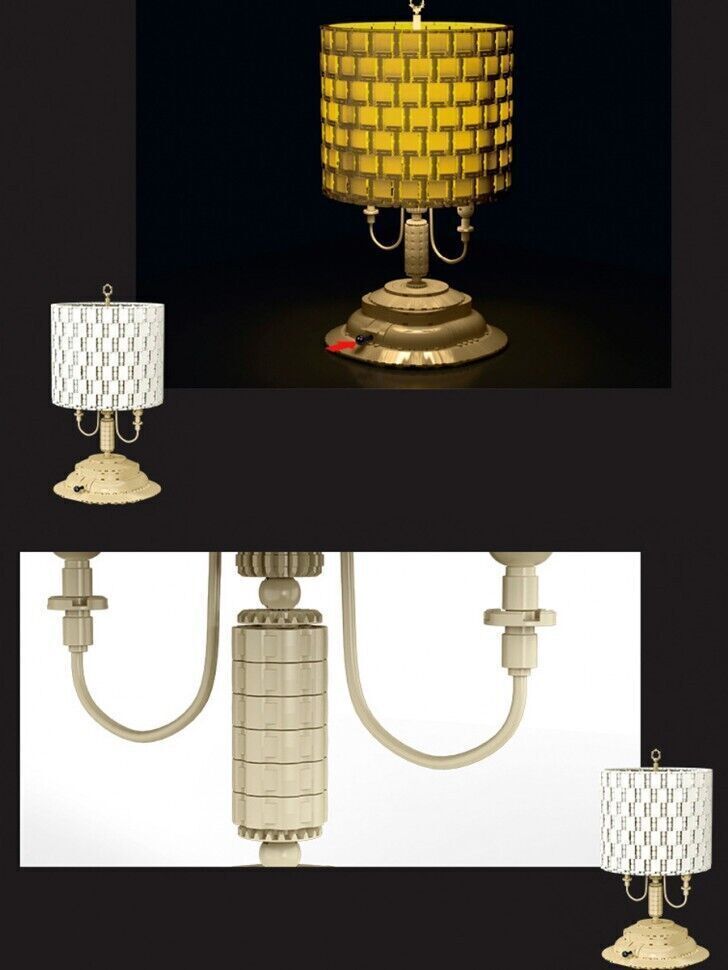 Lampada da tavolo comodino di design in stile retrò da costruire con mattoncini