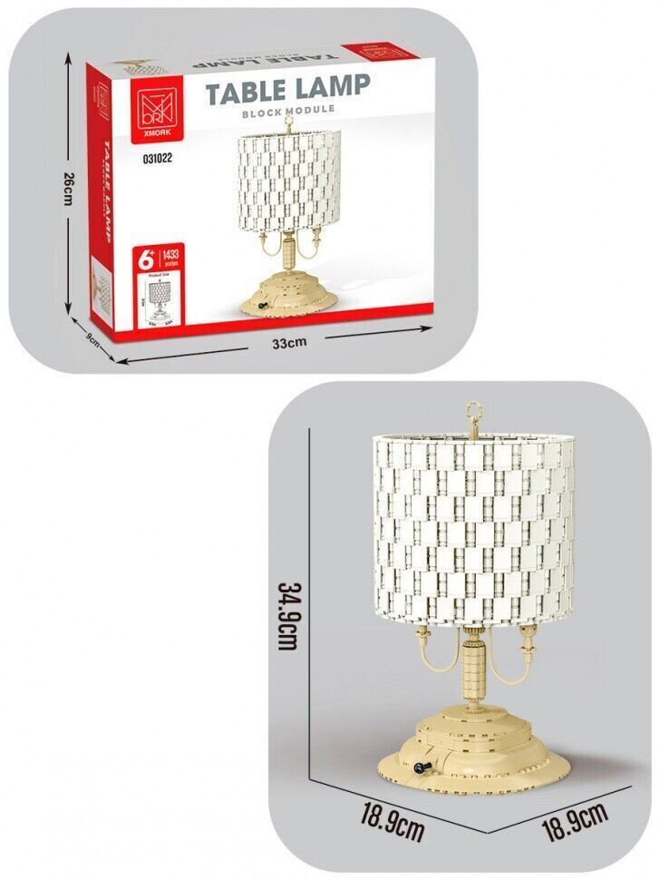 Lampada da tavolo comodino di design in stile retrò da costruire con mattoncini