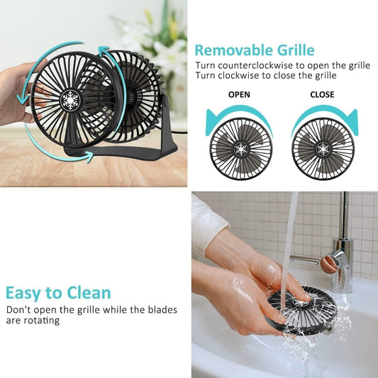 Ventilatore USB, Mini Ventilatore Portatile, 3 Velocità Regolabile & Ventilatore