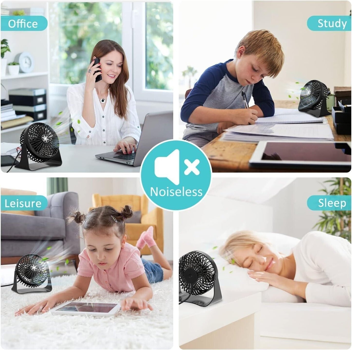Ventilatore USB, Mini Ventilatore Portatile, 3 Velocità Regolabile & Ventilatore