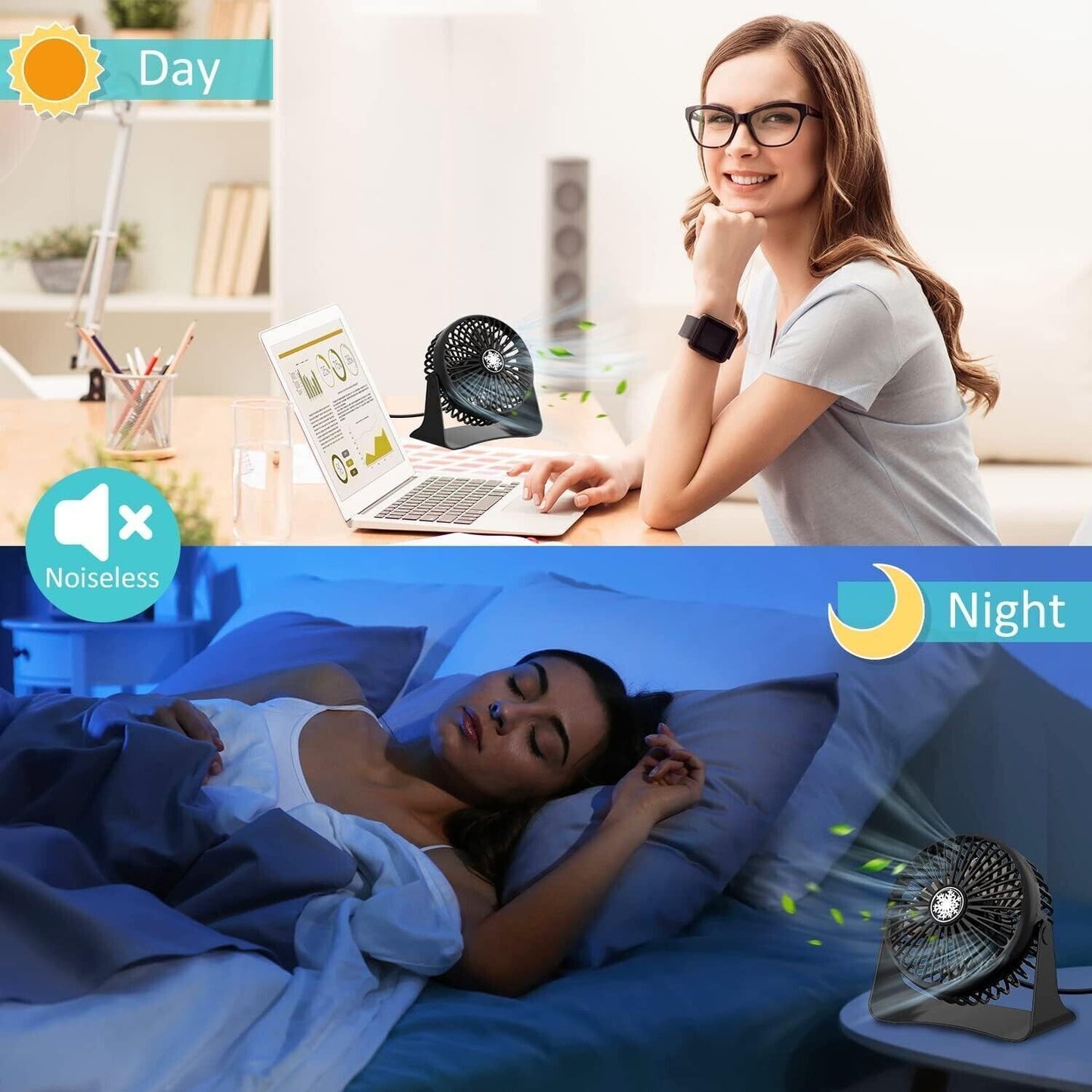 Ventilatore USB, Mini Ventilatore Portatile, 3 Velocità Regolabile & Ventilatore