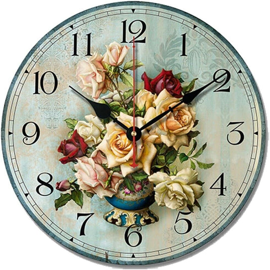Orologio multicolore fiori numeri arabi orologio da parete in legno Art 30,5 cm