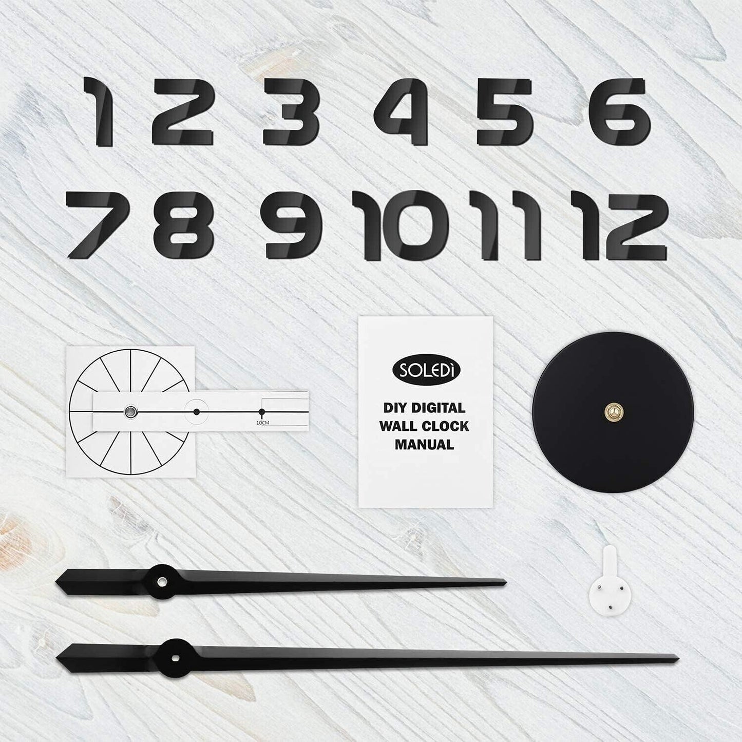 Orologio da Parete Silenzioso e Fai da Te 60-120cm, Facile da Montare Effetto