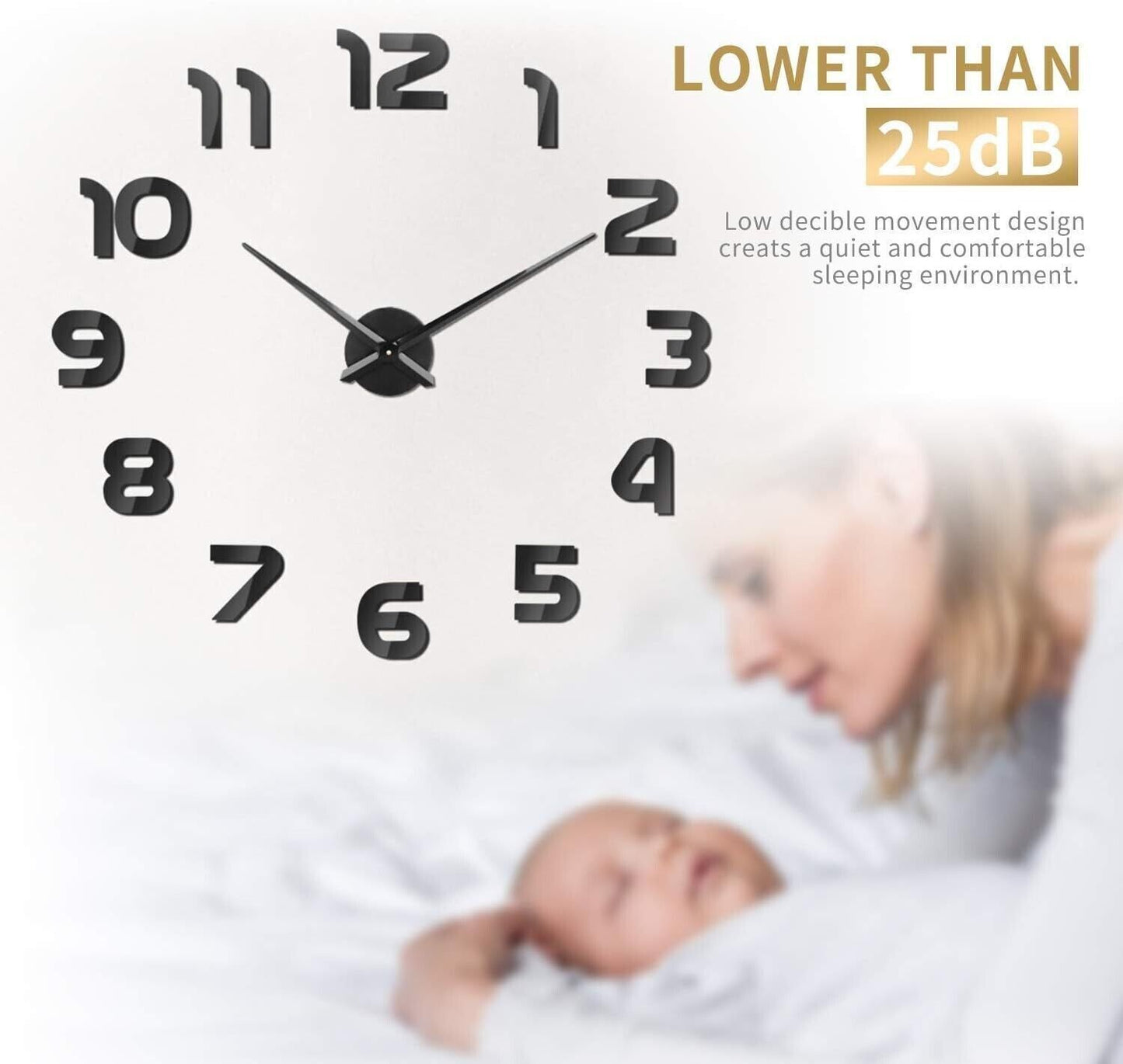 Orologio da Parete Silenzioso e Fai da Te 60-120cm, Facile da Montare Effetto