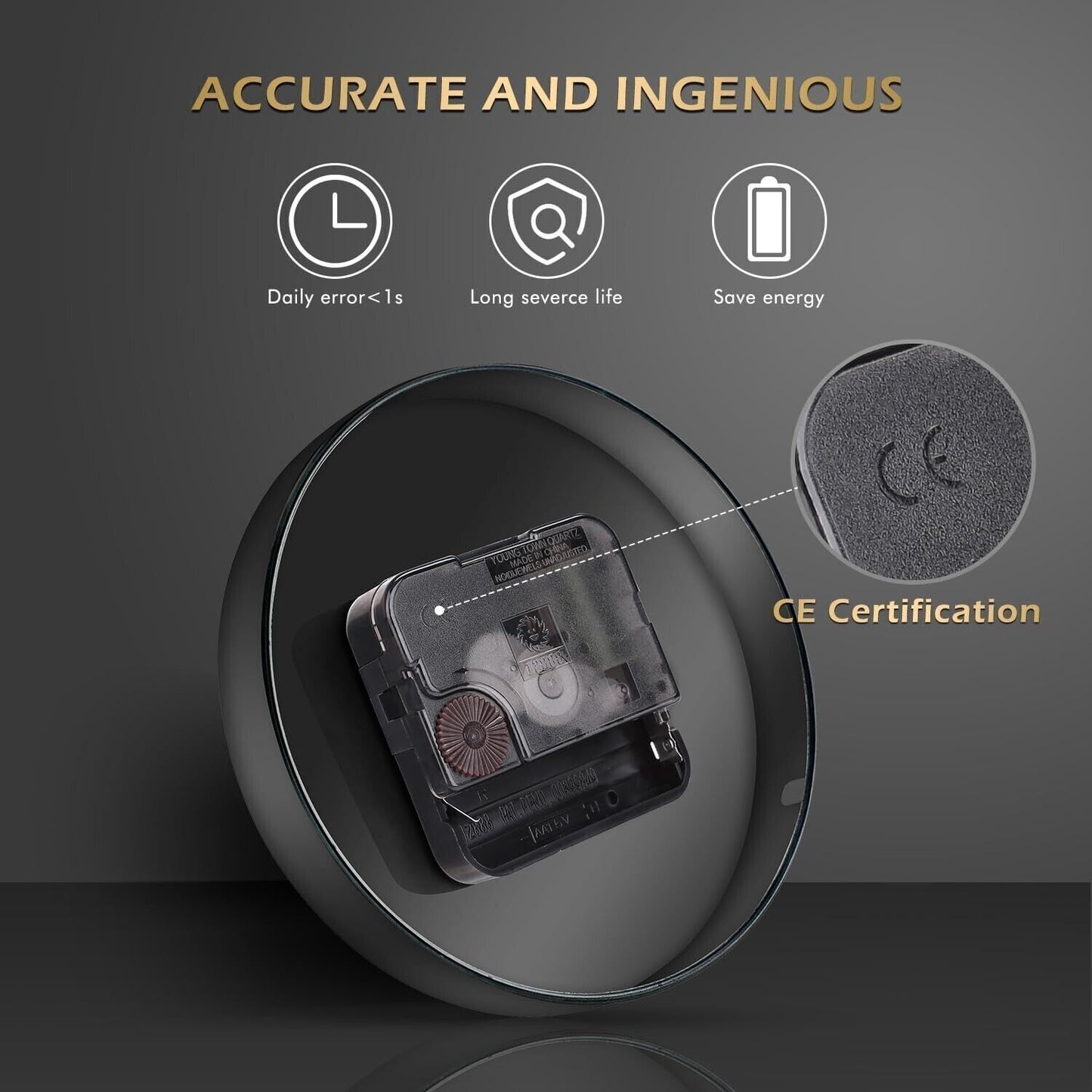 Orologio da Parete Silenzioso e Fai da Te 60-120cm, Facile da Montare Effetto