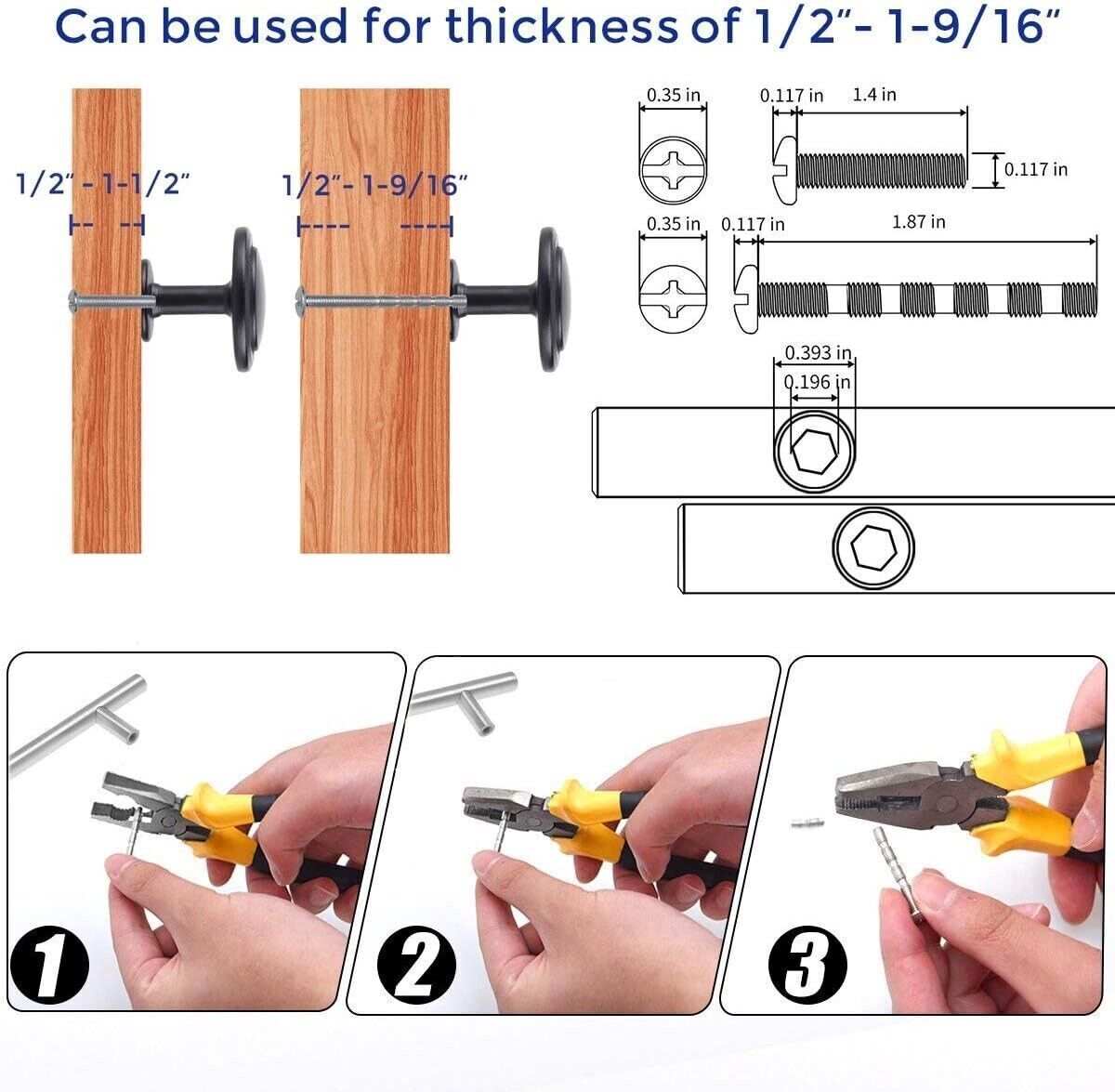 Confezione da 10 pomelli per armadietti da cucina da 1-1/4 pollici, pomelli