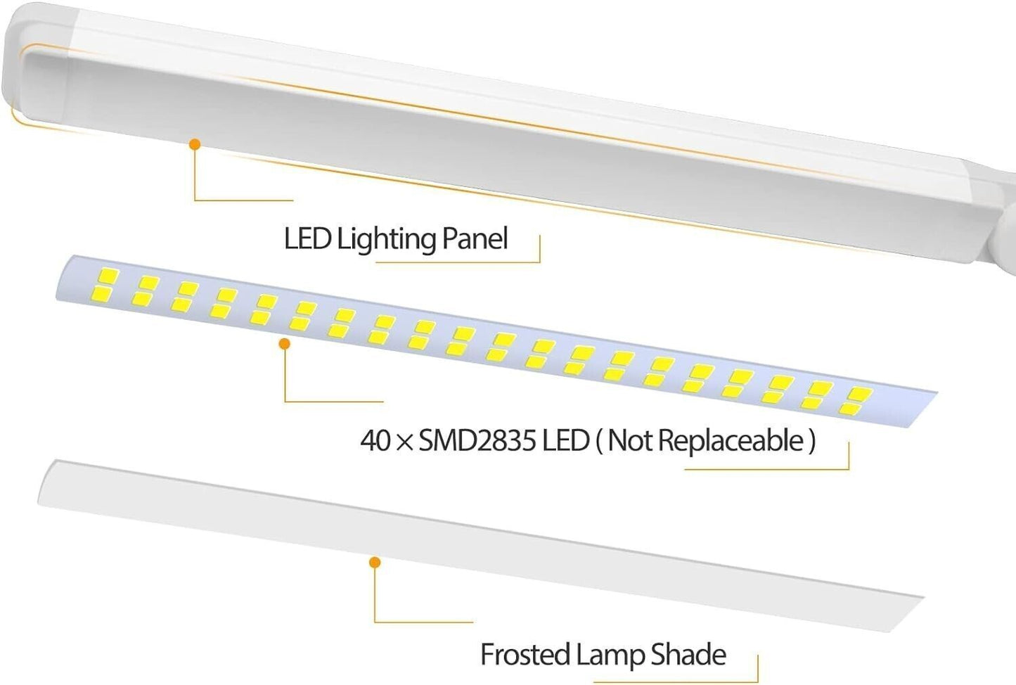 Lampada da Scrivania a LED Bianca 2X 5W, Lampada da Tavolo da Lettura