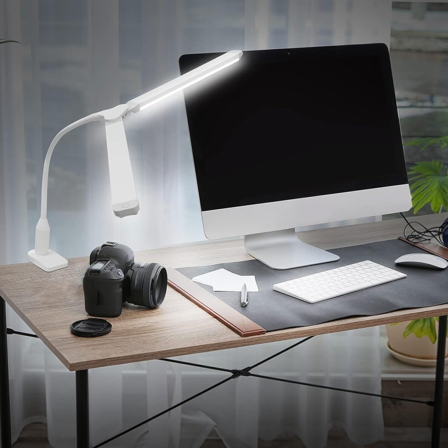 Lampada da Scrivania a LED Bianca 2X 5W, Lampada da Tavolo da Lettura