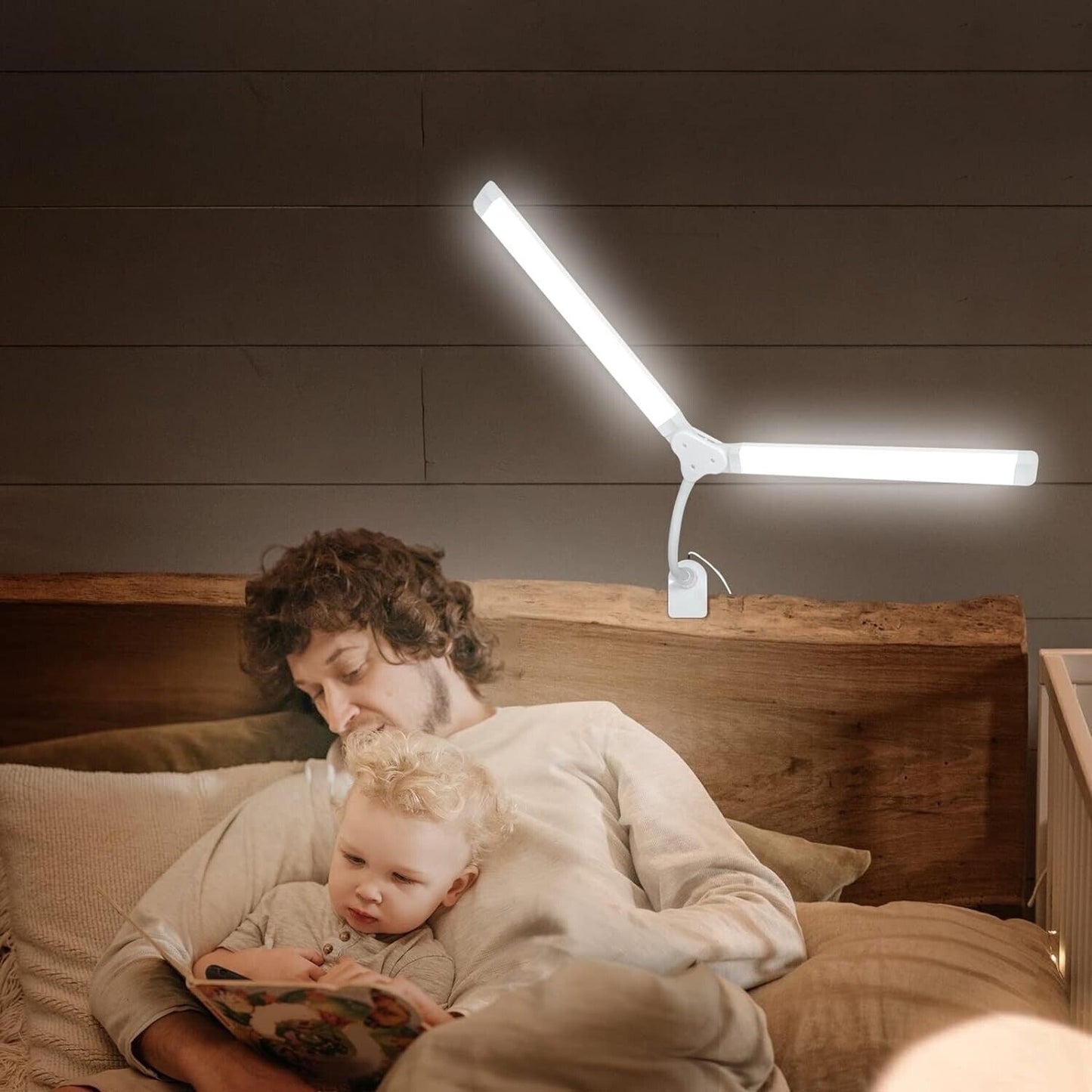 Lampada da Scrivania a LED Bianca 2X 5W, Lampada da Tavolo da Lettura