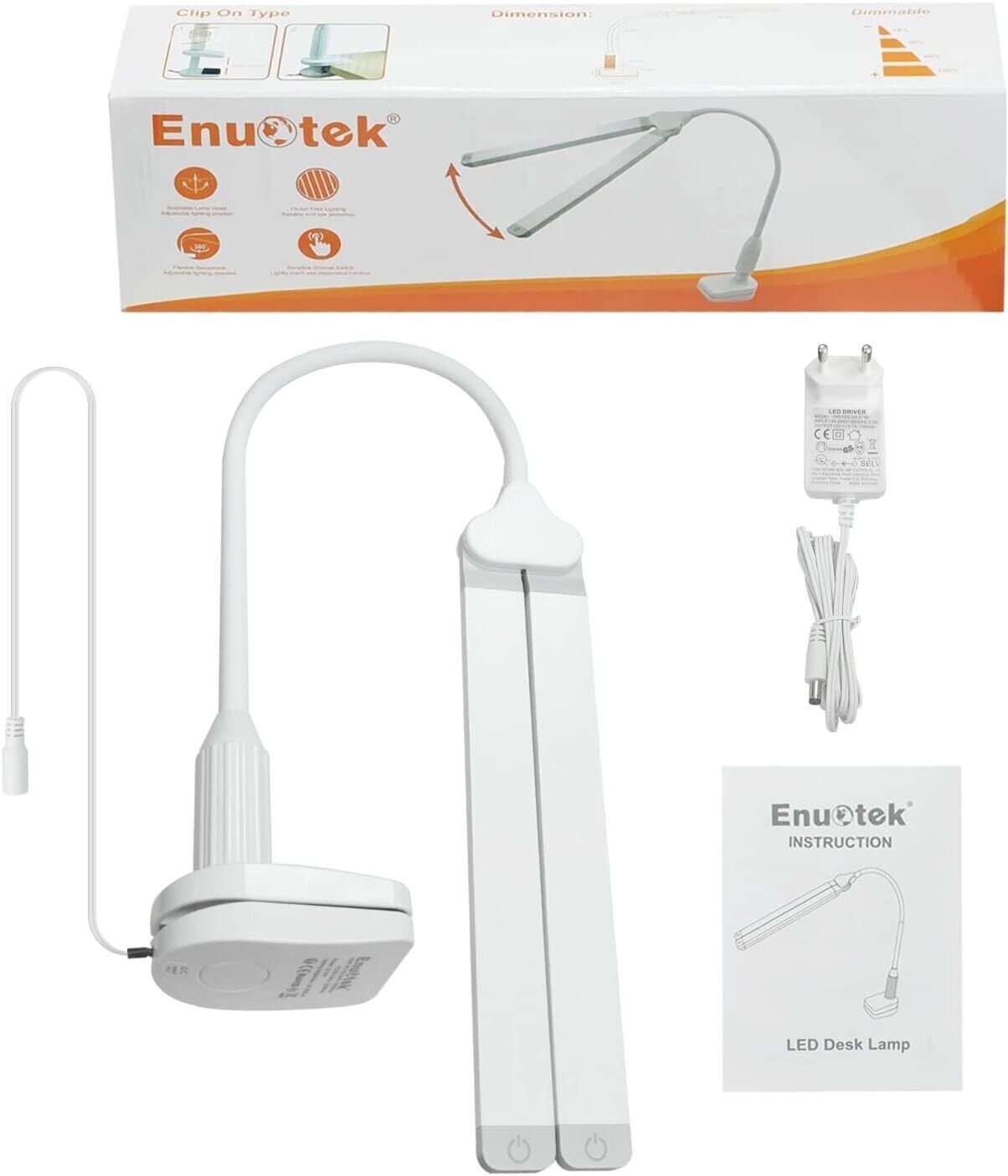 Lampada da Scrivania a LED Bianca 2X 5W, Lampada da Tavolo da Lettura