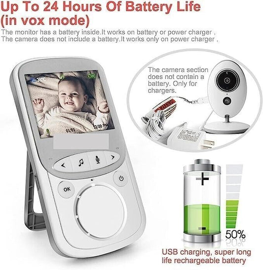 BABY MONITOR, SENZA FILI, VB 605, RICARICABILE, FULL HD, 2,4", VISIONE NOTTURNA