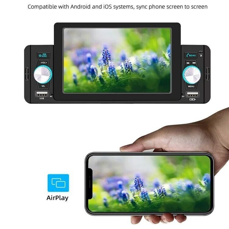 Radio 5 Pollici per auto, 1 din Bluetooth Player MP5 MP4 Audio Player, CarPlay