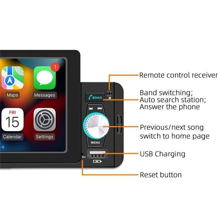 Radio 5 Pollici per auto, 1 din Bluetooth Player MP5 MP4 Audio Player, CarPlay