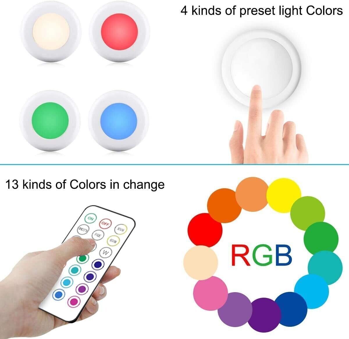 Luci Armadio Notturna Lampada RGBW 5PZ LED Multicolore, Illuminazione 13 Colori