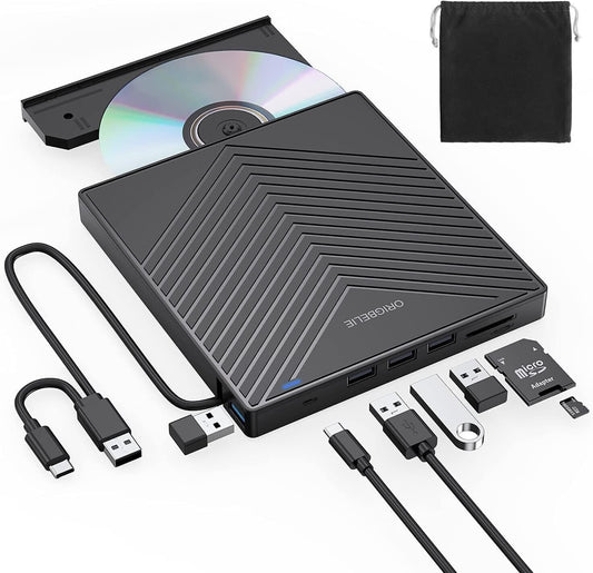 Unità CD/DVD esterna, masterizzatore CD ultra sottile USB 3.0 con 4 porte USB