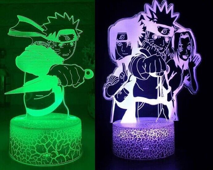 Lampada 3D da comodino Anime, Decorazione per camera da letto per bambini 2PCS