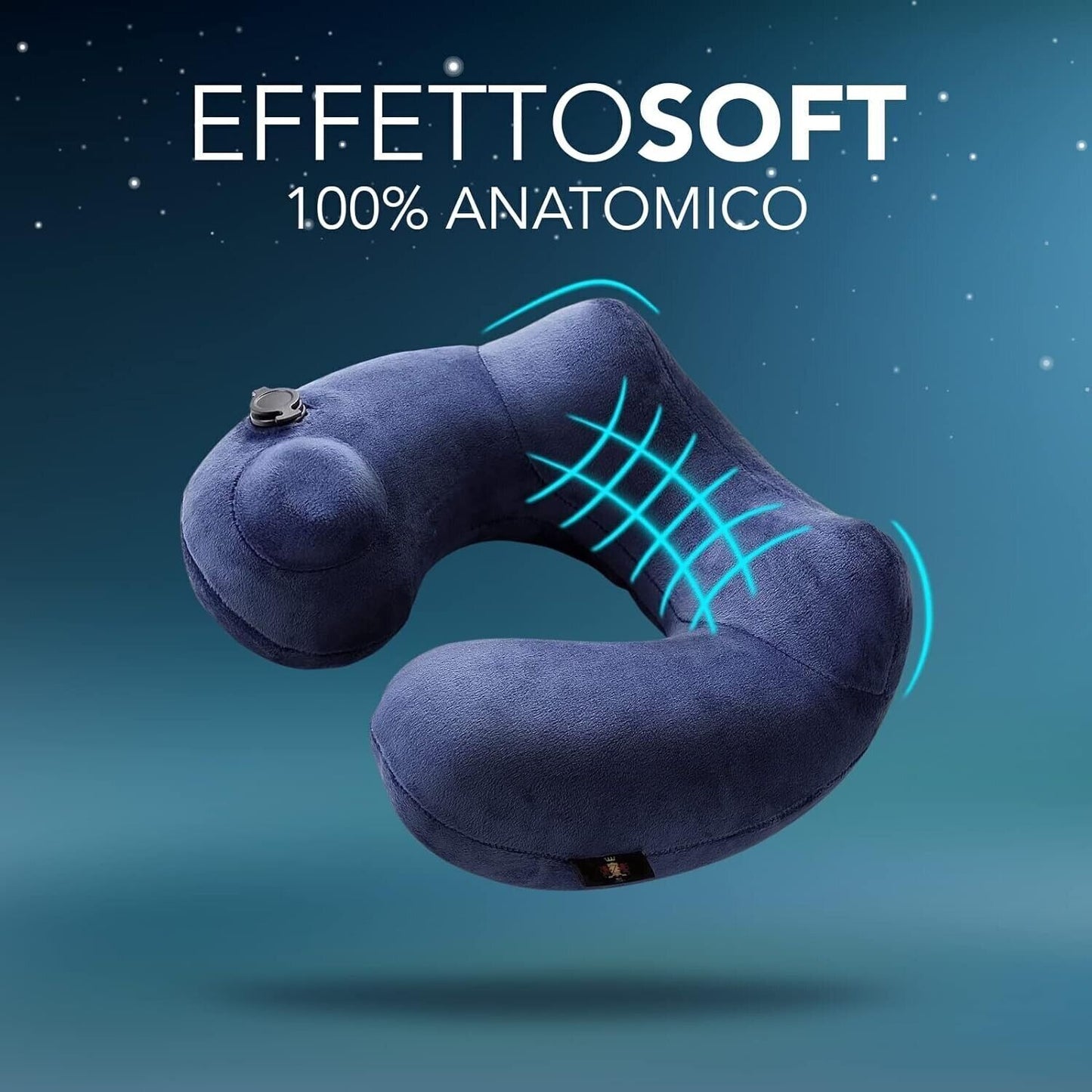 Cuscino collo viaggio gonfiabile, ergonomico soffice in VELLUTINO, cuscino