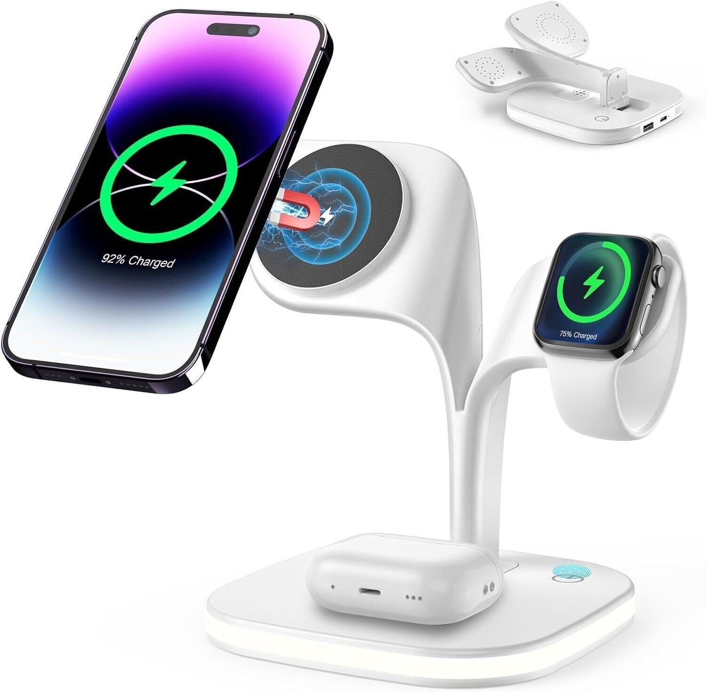 Caricabatterie wireless magnetico Upgrade 5 in 1 MagSafe con lampada LED