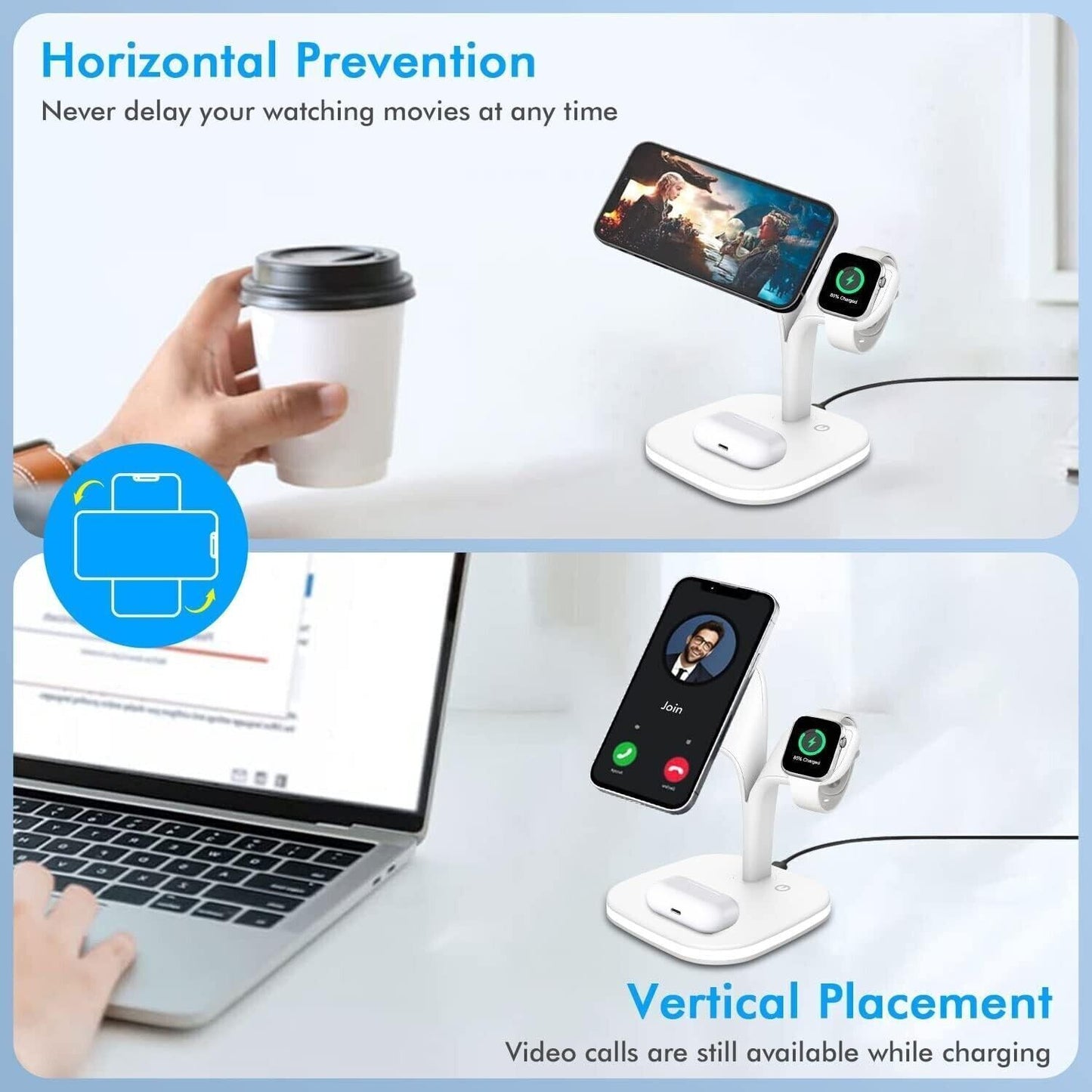 Caricabatterie wireless magnetico Upgrade 5 in 1 MagSafe con lampada LED