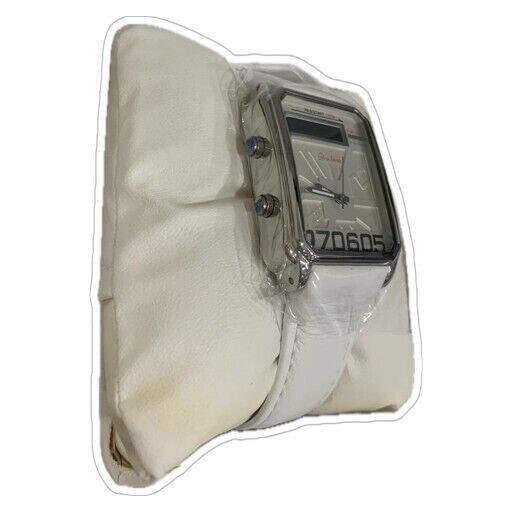 Orologio da polso bianco con cinturino in pelle Cassa in acciaio inossidabile