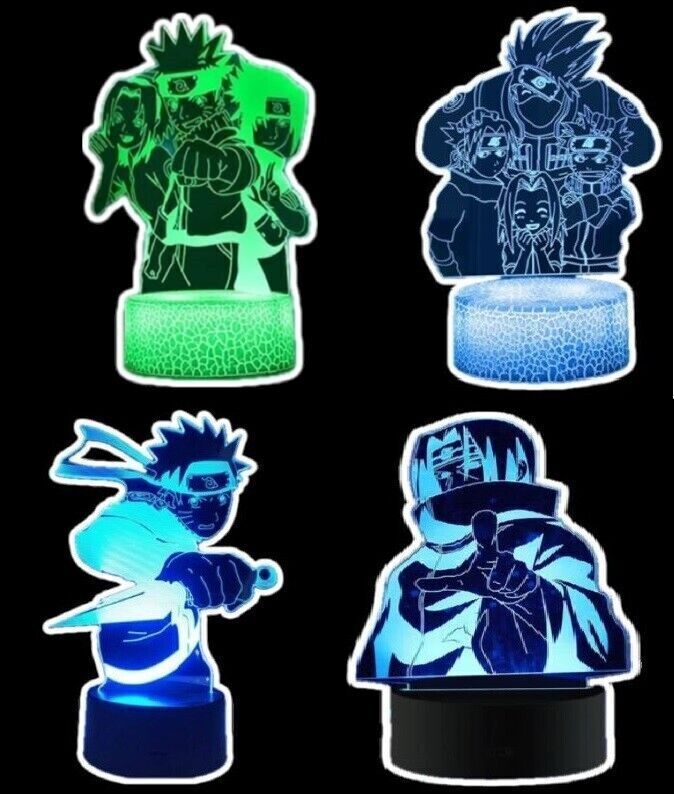Lampada a LED Naruto 3D Illusion + 4 disegni 16 cambi di colore e telecomando