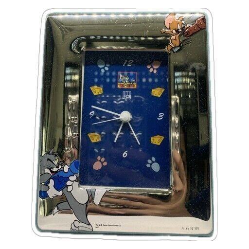 Orologio Cornice Sveglia Argento motivo Tom & Gerry, cassa in plastica e vetro