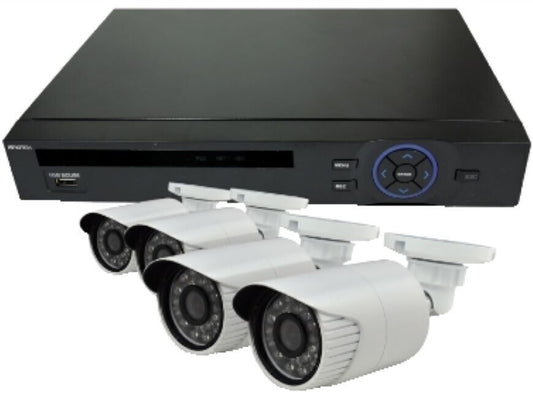 KIT NVR 4CH POE + 4 TELECAMERE ALTA DEFINIZIONE 1MPX 720P CON INTERNET ONE-CLICK
