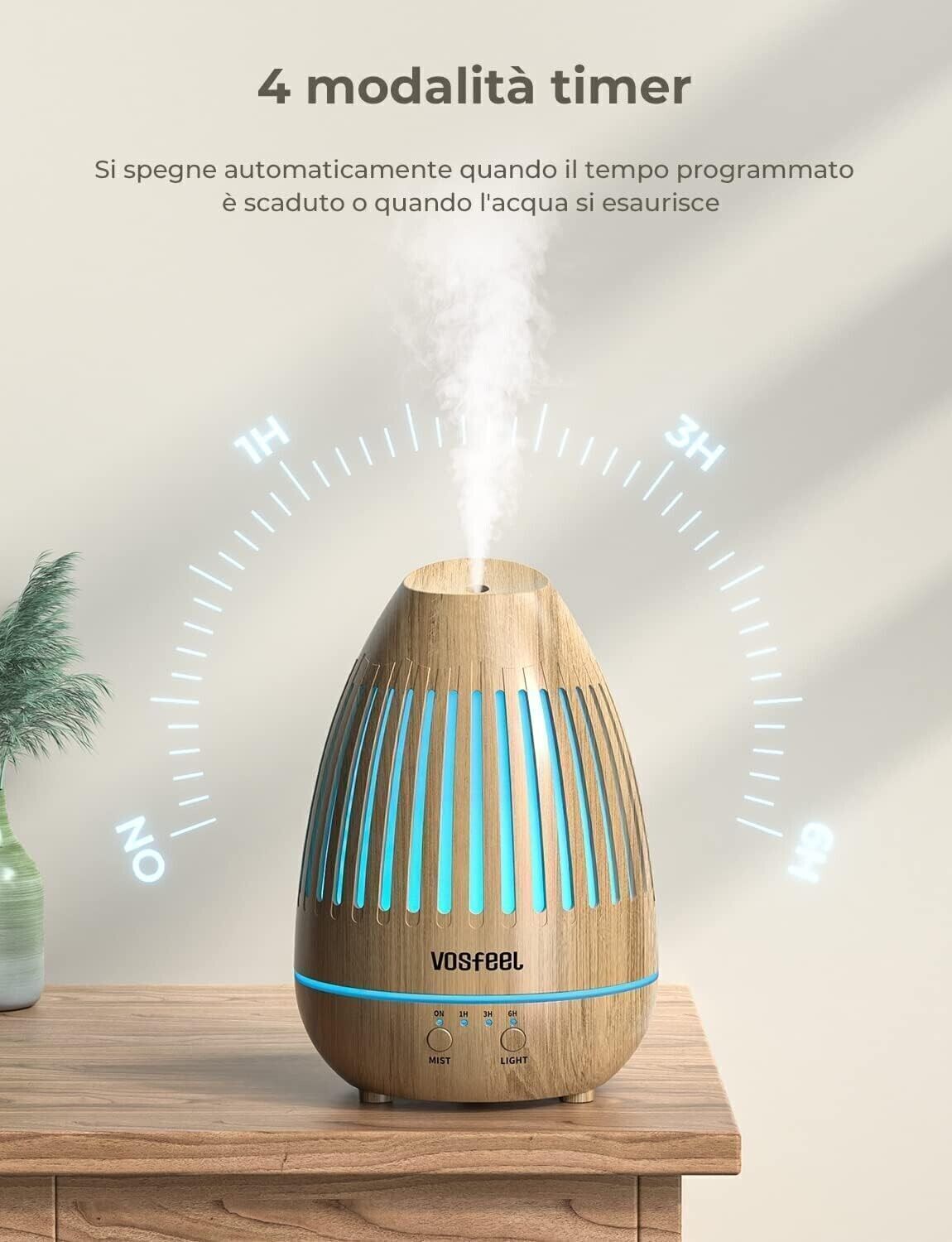 Diffusore di Oli Essenziali Aromi Aromaterapia Ambiente Modalità 150ml 7 LED