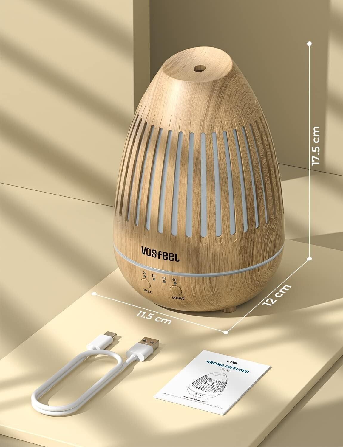 Diffusore di Oli Essenziali Aromi Aromaterapia Ambiente Modalità 150ml 7 LED