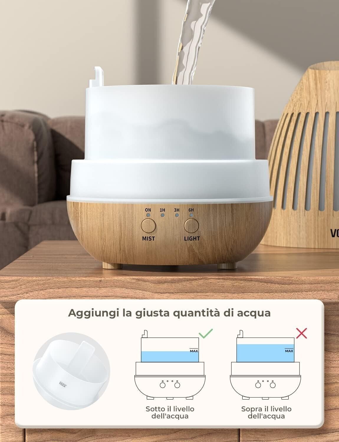 Diffusore di Oli Essenziali Aromi Aromaterapia Ambiente Modalità 150ml 7 LED