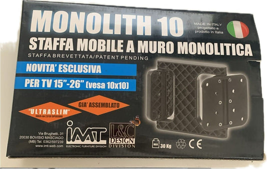 Staffa mobile a muro monolitica per TV 15''-26'' VESA 10X10. Ultraslim 2,8 cm