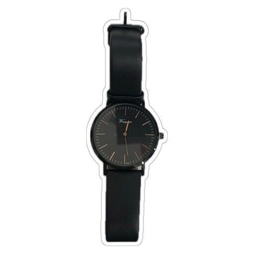 Orologio da Polso Unisex, Cinturino in Pelle Colore Nero, Orologio Semplice