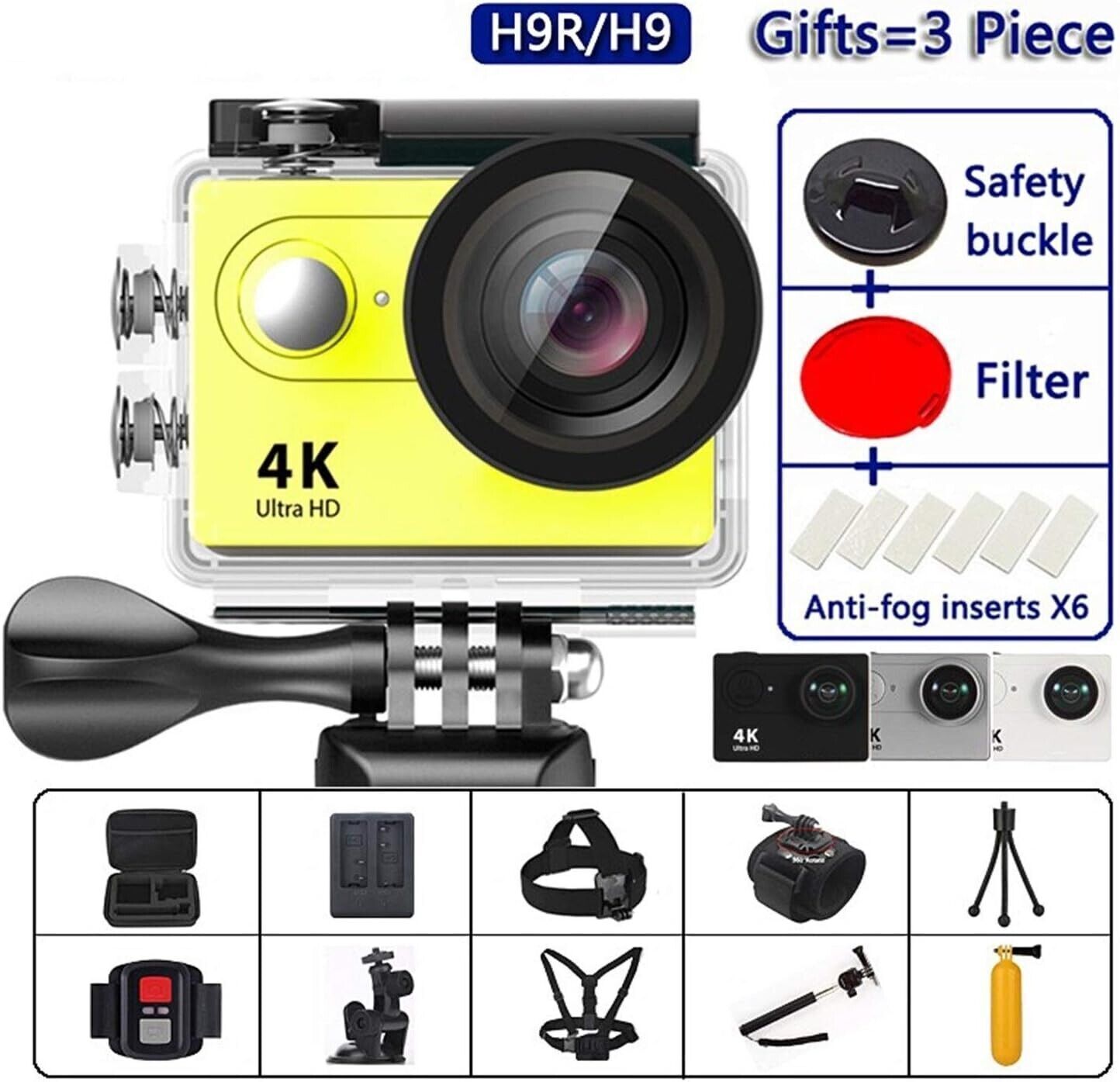 Macchina Fotografica Action  Ultra HD 4K  30fps WiFi 2.0" Impermeabile Subacquea
