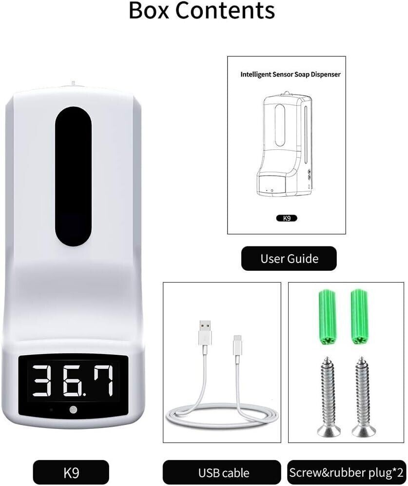 Dispenser automatico per sapone a mano con termometro a infrarossi