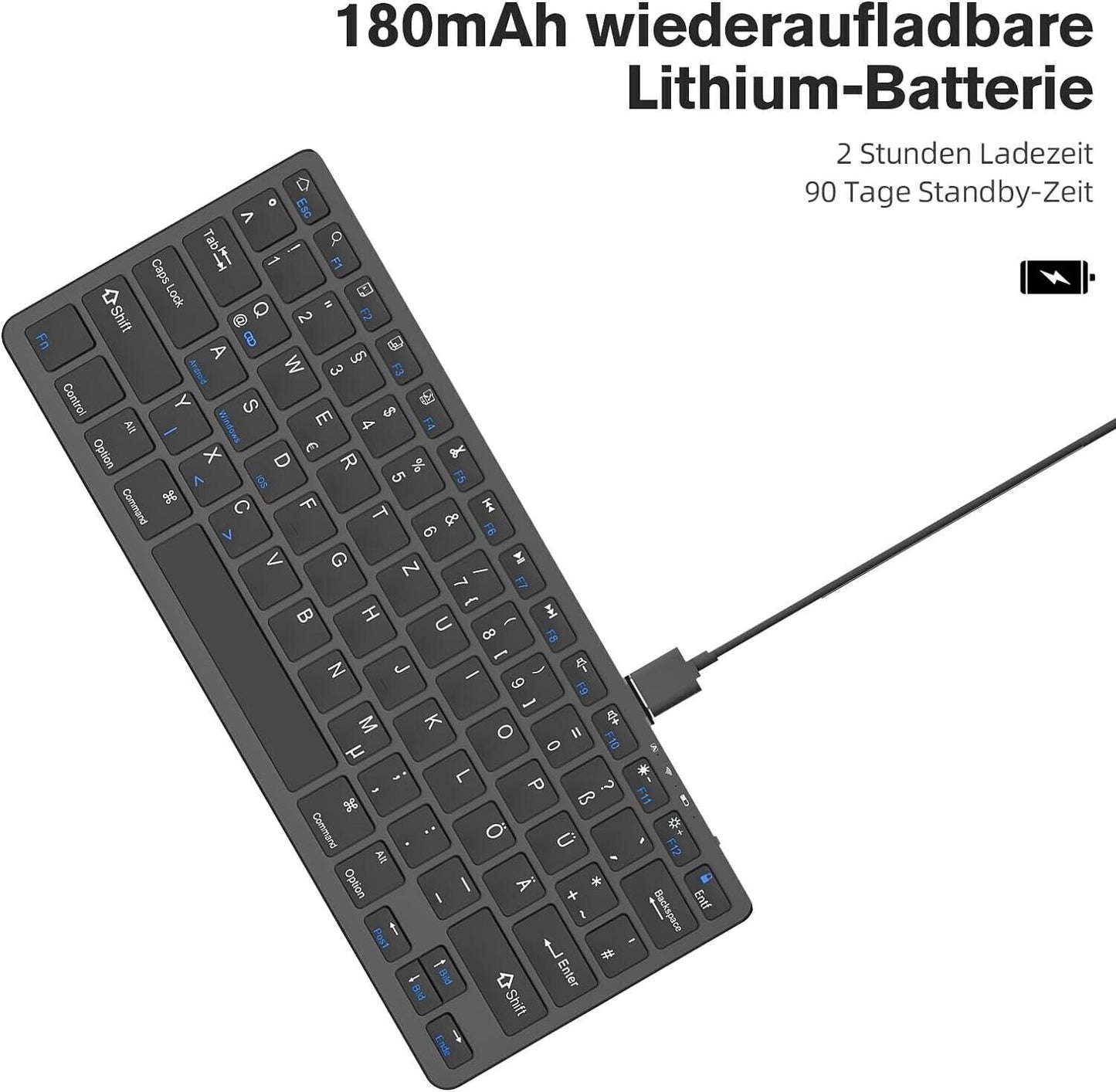 Tastiera Bluetooth Layout Tedesco Wireless Tastiera Ultra Sottile Compatibile